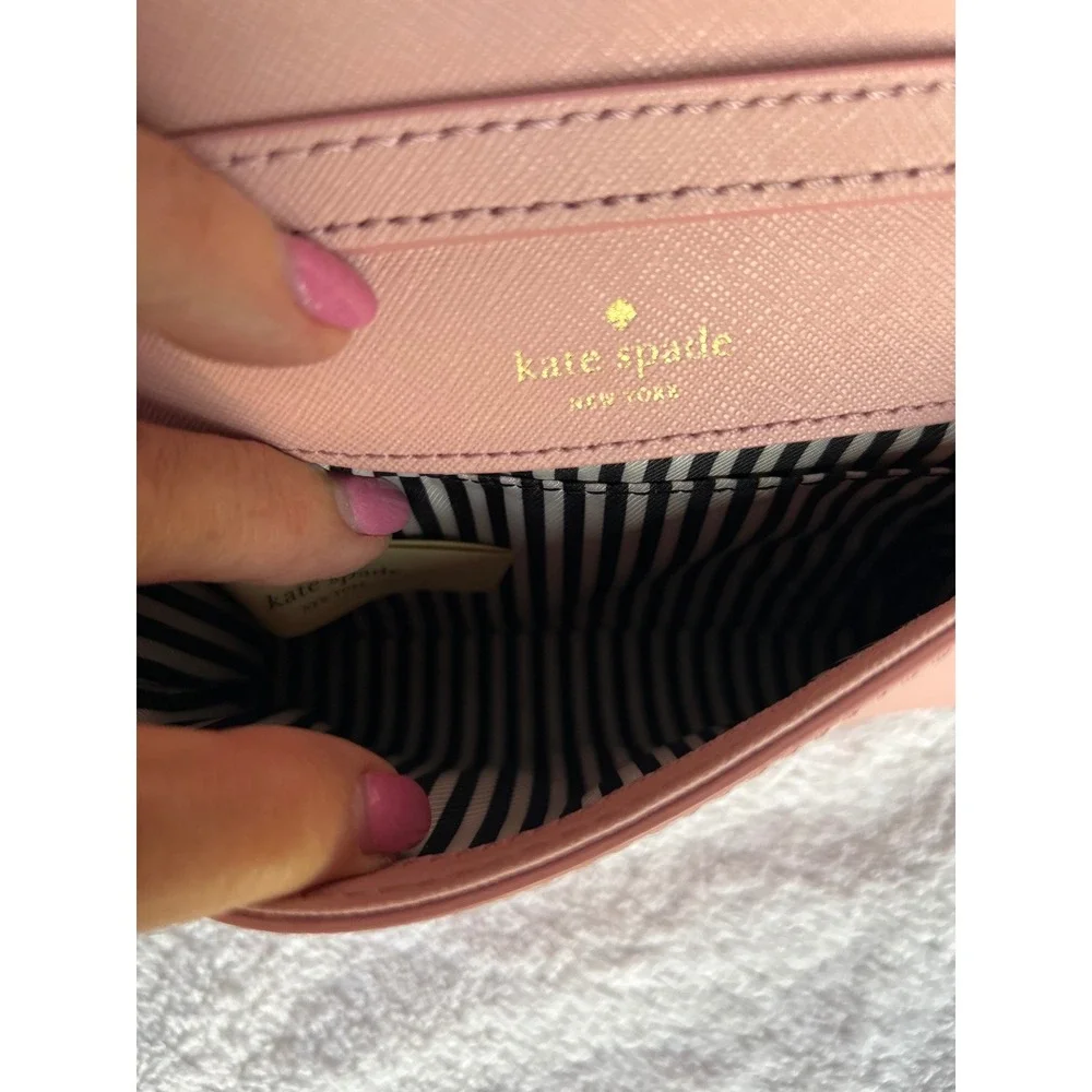 Kate Spade Cedar Street Perforated Cami Crossbody Clutch Pink Saffiano Like New!